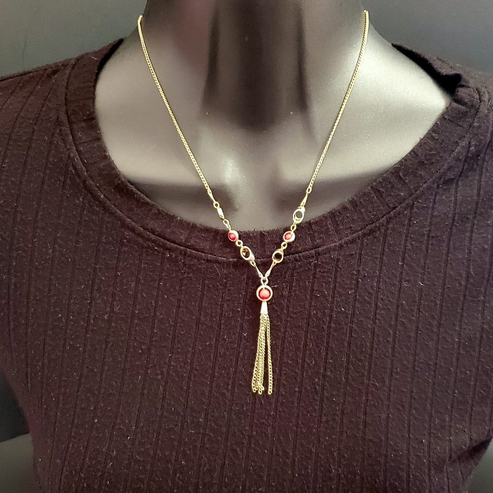 Vintage Sarah Coventry red murano glass bead necklace - Picture 2 of 7
